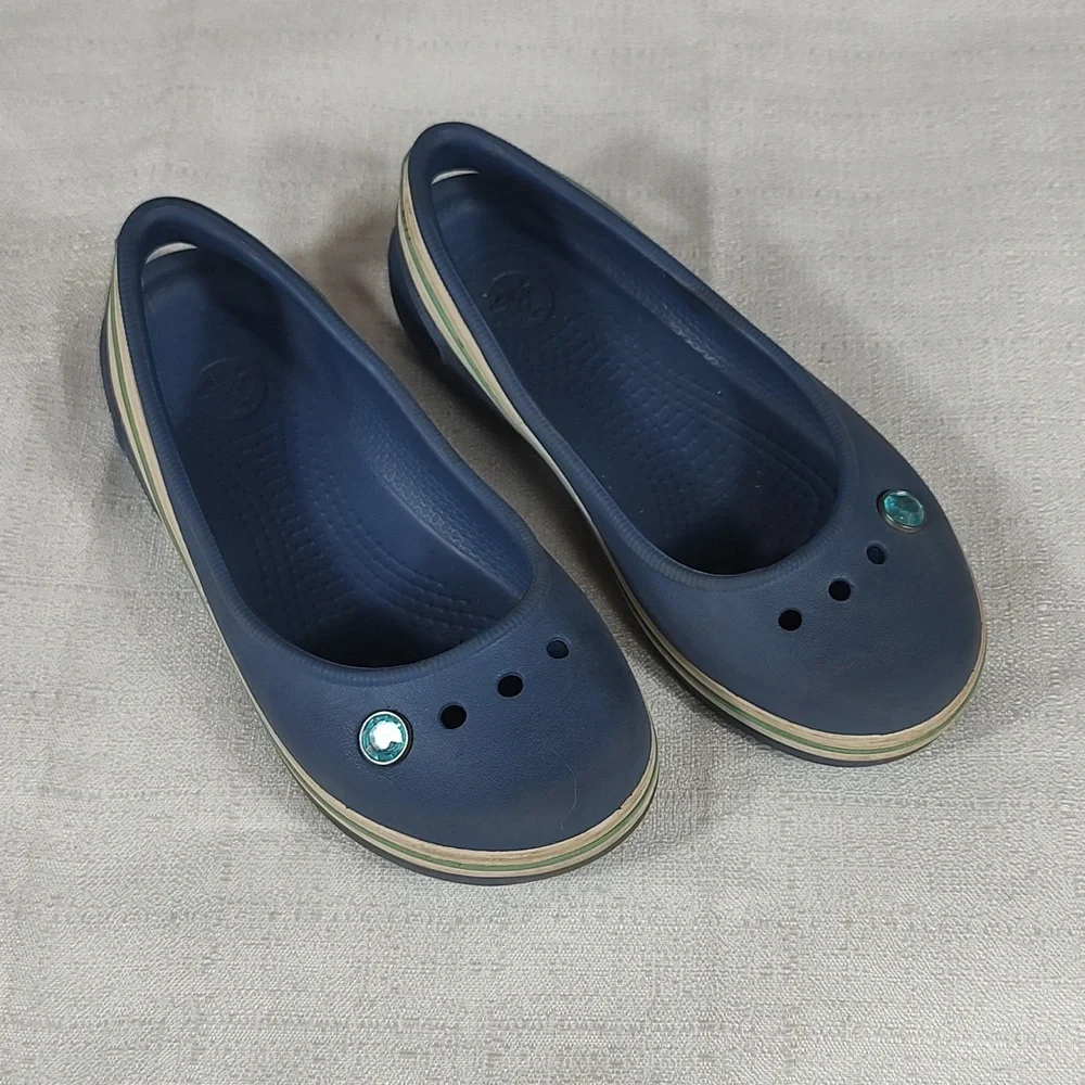 Crocs Navy Blue Genna II Kids Slip On Beach Water Summer Shoes Size 12 Child